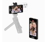 King Ma 5" Phone Vlog Selfie Monitor Screen,Vlog Screen for iPhone Back Camera,Teleprompter with Magnetic Phone Clip & Bluetooth Remote for Vlog Live Stream TikTok,Support 4K 30fps Wired Recording