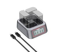 King Ma LP-E6 Battery Charger,4 Channel for LP-E6/LP-E6N/LP-E6NH/LP-E6P，45W PD Fast Charging with LED Display,Compatible with Canon EOS R5/R5 C/R6/R7/5D Mark II/III/IV/6D/6D II/7D/80D/70D/60D