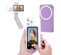 King Ma Touchscreen Monitor, Magnetic Phone Vlog Selfie Monitor Screen, Syncing iPhone Back Camera Selfie Screen with Shutter & Zoom Control, Supports iPhone 15/16 Series 4K 30FPS Recording (Purple)