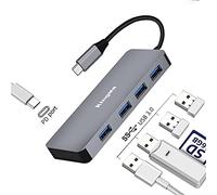 King Ma USB Hub for MacBook Surface Pro, 5 in 1 Laptop Docking Station PD Power Multiport Adapter with 4 USB 3.0 Ports and PD Charging Port Compatible for Windows, Mac and Linux
