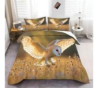 King Microfiber Duvet Cover Set Animal owl Bedding Set, Soft Warm printing brown Duvet Set (1x Fluffy Duvet Cover + 2x Pillowcases) for Christmas Winter Fluffy Bedding