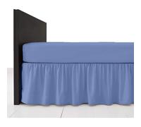 (King, Mid Blue) Extra Deep Plain Bed Base Valance Sheets Frilled