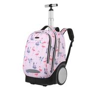 King Mills 18in Roller Backpack, Rolling Bookbag w. 7in Extra Large Wheel. Easy Convert Between Roller and Backpack., Pink-Flamingo, M, Wheeled
