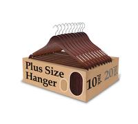 King Mills 19 Inch Plus Size Hangers, Extra Wide Hangers for Plus Size Clothes, Ganchos para Colgar Ropa, Ideal for XL, XXL Shirts, Coats, Dresses, Etc. Wood. Walnut 10pk