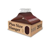 King Mills 19 Inch Plus Size Hangers, Extra Wide Hangers for Plus Size Clothes, Ganchos para Colgar Ropa, Ideal for XL, XXL Shirts, Coats, Dresses, Etc. Wood. Walnut 20pk