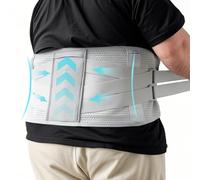 King Mills Plus Size Back Brace for Lower Back Pain, Breathable Obese Belly Support for Sciatica, Back Pain, Scoliosis, Two Sets of Support Bars. Lightweight. (Waist: 44" - 52") Grey