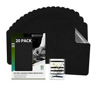 KING MOUNTAIN Iron-on Repair Patch 20 Pcs Pack,100% Cotton Iron-on Repair Patch,3"x4-1/4" with Back Glue Fabric Repair Kit,Repair Denim, Clothes and Fabric (Black1.0)