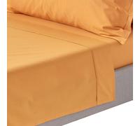 (King, Mustard) Egyptian Cotton Flat Sheet 200 Thread Count Bed Sheet