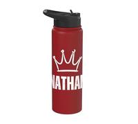 King Nathan Crown - Custom First Name Birthday #1 Winner Stainless Steel Insulated Water Bottle