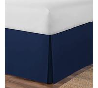 (King, Navy) Plain Cotton Percale Platform Base Valance Pleated
