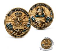 King Neptune’s Court Crossing The Equator Military Challenge Coin, 3D Nautical Navy Commemorative Coin with Double-Sided Relief Design, Ocean Maritime Collector Coin, Sailor Veteran Gift，3PCS