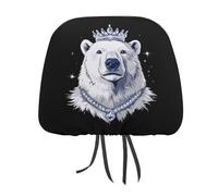 King Of Arctic Bear Funny Car Headrest Covers Head Rest Protector for Auto Front Seat Universal Interior Accessories 1 PCS