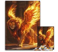 King of Flames Lion Jigsaw Puzzles 1000 Pieces for Adults Wooden Jigsaw Puzzles for Adults Perfect for Family Fun on Christmas Thanksgiving BirthdaysEaster 1000 PCS(75x50cm)