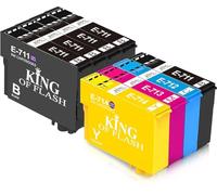 KING OF FLASH 1 Full Set + 4 Black Compatible Printer Ink Cartridges For Epson T0715+T0711 - Epson Stylus D78, D92, D120, DX4000, DX4050, DX4400, DX4450, DX5000, DX5050, DX6050, DX7000F