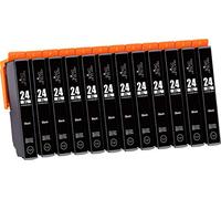 KING OF FLASH 24xl Compatible Ink Cartridges Replacement for Epson 24 XL for Epson Expression Photo XP-970 XP-55 XP-950 XP-860 XP-960 XP-750 XP-760 XP-850 Printer (12 Black)