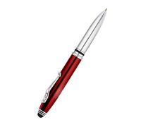 KING OF FLASH 3-in-1 Stylus Pen With Light, Capacitive Aluminium Pen Stylus, LED Torch Light, Ballpoint Pen (Deep Red)