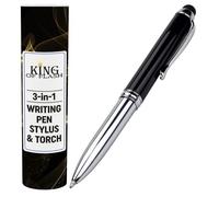KING OF FLASH 3-in-1 Stylus Pen With Light, Capacitive Aluminium Pen Stylus, LED Torch Light, Ballpoint Pen (Black)