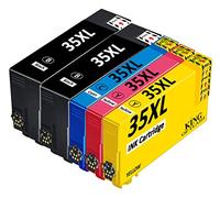 KING OF FLASH 35XL Replacement for Epson 35 35XL Ink Cartridges Compatible for Epson WorkForce Pro WF-4740DTWF WF-4730DTWF WF-4725DWF WF-4720DWF WF-4740 WF-4730 WF-4725 WF-4720 Printer Multipack of 5