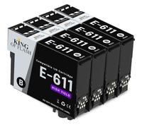 KING OF FLASH 4 Black Compatible Printer Ink Cartridges For Epson T0611-4 x Black D68, D88, DX3800, DX3850, DX4200, DX4250, DX4800, DX4850