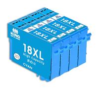 KING OF FLASH 4 Cyan Compatible Printer Ink Cartridges For T1812-4 x Cyan XP30, XP102, XP202, XP305, XP405, XP205, XP302, XP415, XP415, XP412, XP315, XP312, XP215, XP212, XP405WH