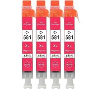 KING OF FLASH 4 Magenta Ink Cartridges to replace CLI-581M Compatible/non-OEM for PIXMA Printers