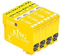 KING OF FLASH 4 Yellow Compatible Printer Ink Cartridges For Epson T1294-4 x Yellow SX420W, SX425W, SX525WD, SX620FW, Office B42WD, BX305F, BX305FW, BX320, BX320FW, BX525WD, BX535WD