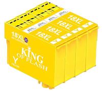 KING OF FLASH 4 Yellow Compatible Printer Ink Cartridges For T1814 4 x Yellow XP30, XP102, XP202, XP305, XP405, XP205, XP302, XP415, XP415, XP412, XP315, XP312, XP215, XP212, XP405WH