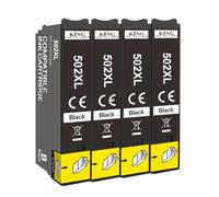 KING OF FLASH 502XL Ink Cartridges Replacement for Epson Expression Home XP5105 XP-5105 XP5100 XP-5100, Epson Workforce WF-2860DWF WF-2860 WF2860 WF-2865DWF WF-2865 WF-2880 (4 Black)