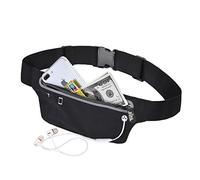 KING OF FLASH Black Adjustable Waist Bum Bag Belt Neoprene Single Zipper Pouch for Running Gym Cycling can Compatible with iPhone X XR XS 8, 8 Plus, Samsung S9 & Smartphones up to 6"