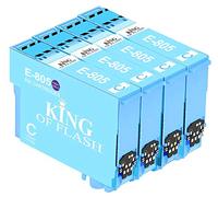 KING OF FLASH Compatible Printer Ink Cartridges For Epson T0807 - Epson Stylus RX560, RX585, RX685, R265, R285, R360, PX650, PX50, PX700W, PX710W, PX800FW, PX810FW, P50 Printers (4 Light Cyan)