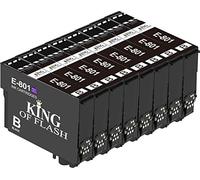 KING OF FLASH Compatible Printer Ink Cartridges For Epson T0807 - Epson Stylus RX560, RX585, RX685, R265, R285, R360, PX6505, PX50, PX700W, PX710W, PX800FW, PX810FW, P50 Printers (8-Black)