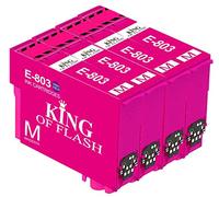 KING OF FLASH Compatible Printer Ink Cartridges For Epson T0807 - Epson Stylus RX560, RX585, RX685, R265, R285, R360, PX650, PX50, PX700W, PX710W, PX800FW, PX810FW, P50 Printers (4 Magenta)