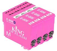 KING OF FLASH Compatible Printer Ink Cartridges For Epson T0807 - Epson Stylus RX560, RX585, RX685, R265, R285, R360, PX650, PX50, PX700W, PX710W, PX800FW, PX810FW, P50 Printers (4 Light Magenta)