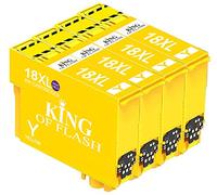 KING OF FLASH Replacement for Epson 18 18XL Yellow Ink Cartridges Compatible for Epson Expression Home XP-425 XP-422 XP-415 XP-412 XP-325 XP-322 XP-315 XP-312 XP-225 XP-215 XP-212 XP-405 (4 Yellow)
