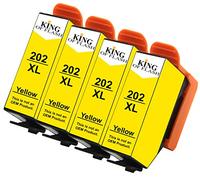 KING OF FLASH Replacement for Epson 202XL 202 Compatible Ink Cartridges for Epson Expression Premium XP-6100 XP-6000 XP-6001 XP-6005 Printer Black Photo Black Cyan Magenta Yellow (4 x Yellow)