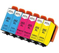 KING OF FLASH Replacement for Epson 202XL 202 Compatible Ink Cartridges for Epson Expression Premium XP-6100 XP-6000 XP-6001 XP-6005 Printer Black Photo Black Cyan Magenta Yellow