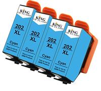KING OF FLASH Replacement for Epson 202XL 202 Compatible Ink Cartridges for Epson Expression Premium XP-6100 XP-6000 XP-6001 XP-6005 Printer Black Photo Black Cyan Magenta Yellow (4 x Cyan)