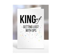 King of Getting Lost with GPS, Funny, Joke, Birthday Card Gifts for grandad, grandpa, husband, boyfriend, fiancé, for men, presents for Christmas, A5-238_50