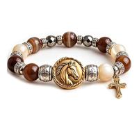 King of Glory Horse Faith Bracelet, Christian Stretch Scripture Bracelet with Cross Charm, Inspirational for Christians (1pc)