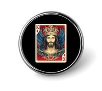 King of Poker Card Round Metal Brooches 1 Inch Decorative Badges Exquisite Decorations Pins for Clothing