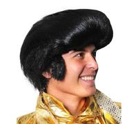 King of Rock n Roll Wig I Love Fancy Dress Black 3 Pack