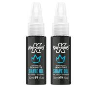 King of Shaves Advanced Sensitive Shaving Oil Tea Tree & Vitamin E, Clear No Foam Formula, Helps Reduce Razor Burn, For Sensitive Skin, Travel Size, 100% Naturally Derived & Vegan 2 x 30ml