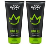King of Shaves Cooling Shave Gel for Men Duo Pack Clear Low Foam Sensitive Skin Formula with Aloe Vera & Tea Tree, Precision Beard Shaping, Vegan Made in UK 96% Naturally Derived, 2 x 175ml