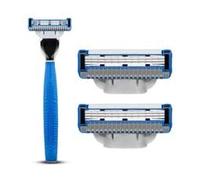 King of Shaves K3 Three Blade Razor and 2 Cartridges With An Aloe Vera, Jojoba Oil and Vitamin E Lubricating Strip