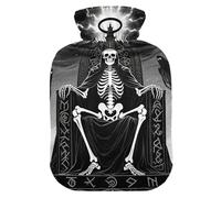 King of Skull Black and White hot Water Bottle with Soft Cover, 2L hot Water Bag for Period Cramps, Sore Muscle, compresas calientes para el vientre