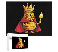 King Of The Corn Funny Wooden Puzzle with Storage Box Adults Jigsaw Puzzles Challenge for Family Game Birthday Gift