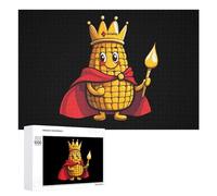 King Of The Corn Funny Wooden Puzzle with Storage Box Adults Jigsaw Puzzles Challenge for Family Game Birthday Gift