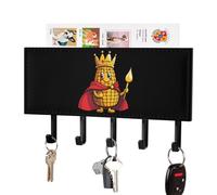 King of The Corn Leather Key Holder Wall Mounted with 5 Hooks Decorative Keys Rack for Home Entryway Decor 4.3 × 7.1 Inch