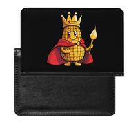 King of The Corn Leather Passport Holder Compact ID Card Cover Case Slim Travel Wallet for Men Women
