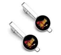King Of The Corn Men's Novelty Tie Clips Round Metal Tie Bar Jewelry Gift for Daily Business Anniversary 5.5x2.2cm